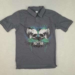 Route 66 Junior Boy's Polo‎ Shirt XL Extra Large (14-16) Gray Skulls